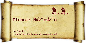 Michnik Ménás névjegykártya